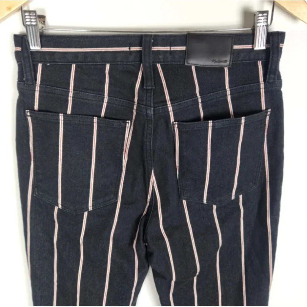Madewell Elsie Cali Demi-Boot Jeans Women's Size 27 Black w/Red White Stripe